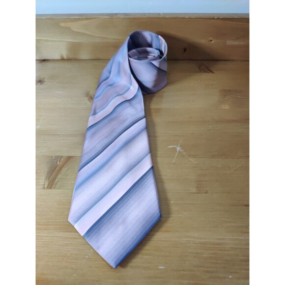 Croft & Barrow Mens Necktie Silk Tie Blue  Striped Stripes L-59 W-3 1/2 - Picture 1 of 5